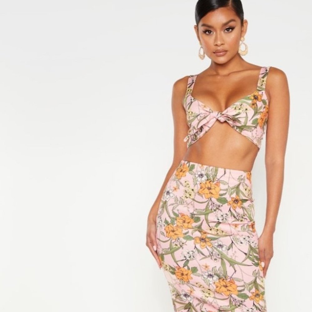 NWT Pretty Little Thing Scuba Floral Set